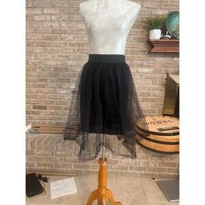 Black tulle midi skirt,A-line, multilayered tutu skirt! Sz XL. Elastic waist!